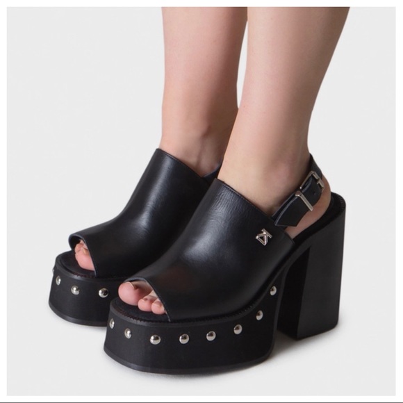 Made in Spain Beautiful Lena Black Leather Platform - Picture 2 of 3